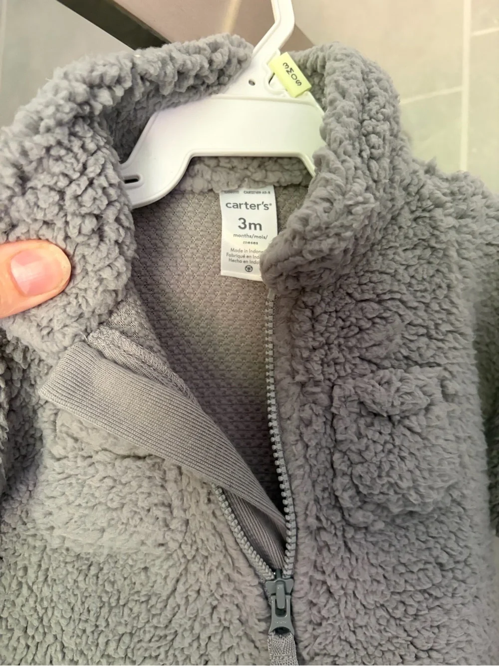 Carter's Gray Sherpa Zipper Baby One-Piece Romper